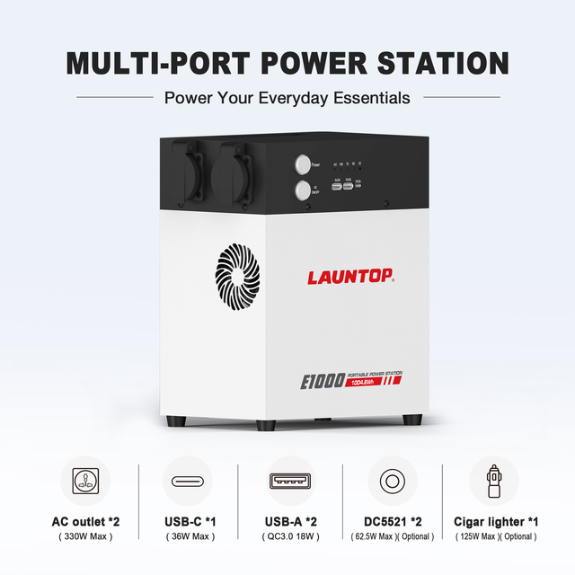 6000 Cycles LiFePO4 Portable Power Station 1000Wh 500W Solar Generator 1 Hour Fast Charge Emergency Backup Power