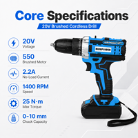Ensemble de perceuses sans fil BLUEPOWER 20V, perceuse électrique professionnelle, outils électriques à main haute efficacité, bricolage, perçage et fixation