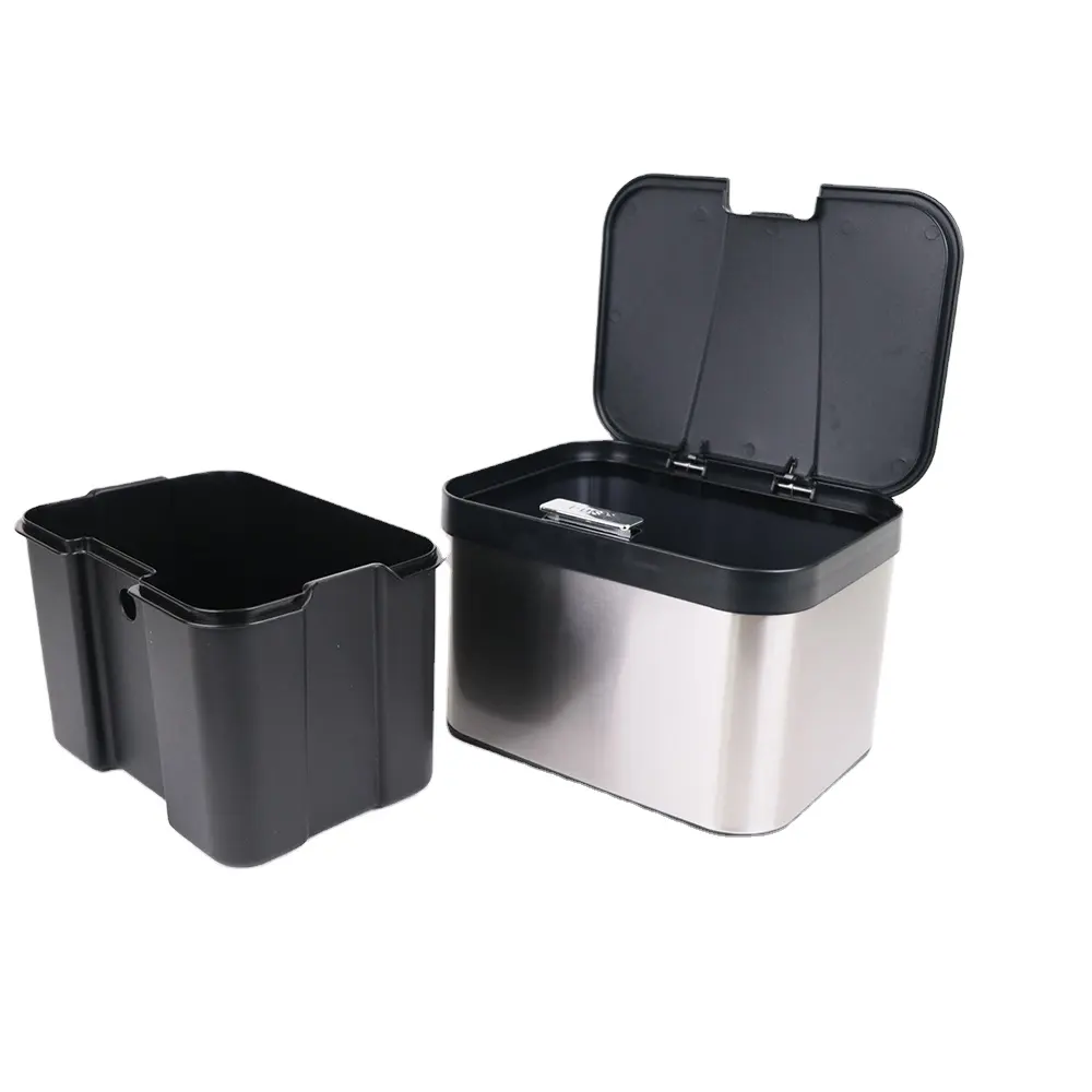 1.3 Gallon Kitchen Countertop Compost Bin Steel Dustbin with Plastic Inner Bucket Waste Garbage Recycling Indoor Storage Cover