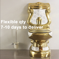 Ensemble de toilettes en céramique royale européenne dorée de luxe, deux pièces, cuvette de toilettes en forme de dragon, toilettes dorées