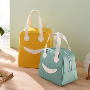 Sac à lunch éco-responsable Newportable avec visage souriant, fabriqué en tissu imperméable, adapté aux aliments, sac isotherme réutilisable en Oxford - Product Image 6