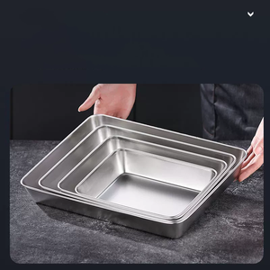 Usine en gros 304 acier inoxydable Tiramisu <span class=keywords><strong>Dessert</strong></span> couvercle plateau vente chaude plat plateau de <span class=keywords><strong>Service</strong></span> alimentaire épaissi plats assiettes - Product Image 4