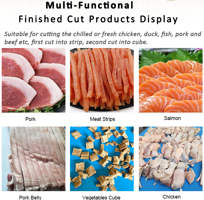 50cm Förderer-Bandbreiten-Frischfleisch-Streifen-Maschinen-Hühnerfleisch-Schneidemaschine-Fisch-Fleisch-Schneidemaschine