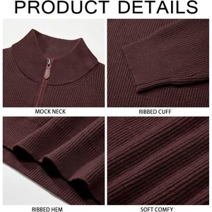 2025 suéter informal con cremallera de cuarto para hombre con cuello simulado invierno cálido acanalado para Polo suéteres capucha con cierre de cremallera para - Product Image 3