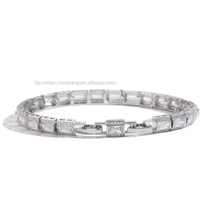 7Mm Rectangular Tennis <b>Bracelet</b> Copper Micro-inlaid Zircon Hip Hop <b>Couple</b> Easy Buckle Tanjing Fashion Lijing Necklace - Product Image 4