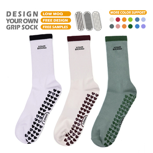 Nieuwe stijl katoenen ademende dames sokken met borduurwerk, antislip grip, custom logo, geschikt voor yoga, gym en pilates. - Product Image 1