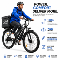Bicicleta Eléctrica de Montaña E-MTB de 27.5 Pulgadas, 108 km de Autonomía, con Motor de Alta Velocidad para Repartidores de Comida, Personalización de Marca
