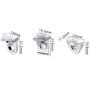 Yadingdi Zinc Alloy Shelf Support Silver 043 Suction Cup Bracket For Glass <b>Shelves</b> Cabinet Mounting - Product Image 2