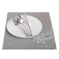 OWENIE flocons de neige paillettes de soie argent brodées décoration de table de dîner tissu personnalisé serviettes de noël ensemble de 4
