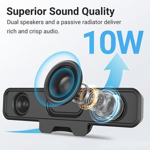 Inwa Black Plastic Computer <b>Speakers</b> with AirPlay for Desktop PC Laptop <b>USB</b> Monitor Clip 2.0 Channel Home Theatre Sound Bar - Product Image 2