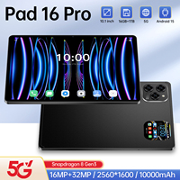 Tablet PC Pad 16 Pro de 11 Pulgadas, Nueva, con MTK, 16GB+1TB, 108MP, 8000mAh, 5G, 3G, LTE, WiFi, Doble SIM, Reconocimiento Facial, Multilingüe