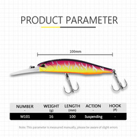Leurre de pêche de haute qualité 16g 100mm, leurre dur de pêche à la ligne, leurre de pêche profond, leurre de pêche suspendu, leurre de pêche minnow