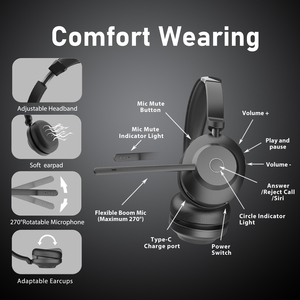 Tai Nghe Nhà Máy Sản Xuất Không Dây Bluetooth Tiếng Ồn Hủy Bỏ Tai Nghe Máy Tính Tai Nghe Với Microphone Cho Văn Phòng Kinh Doanh - Product Image 3