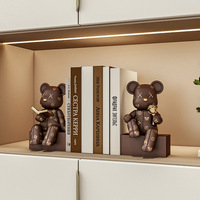 Serre-livres créatifs en résine synthétique motif Ours Violent style Crème Moderne, peints à la main, petits ornements décoratifs pour la maison