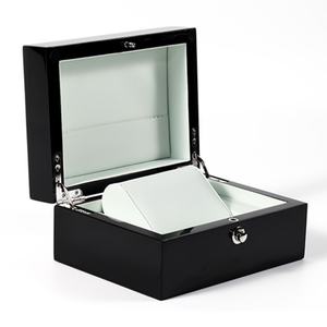 OEM ODM High Quality Wooden Watch <b>Box</b> <b>Black</b> Piano Lacquer Lock Flip Cover for Watch Storage - Product Image 1
