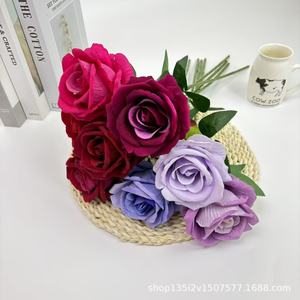 Fleurs artificielles Qiye, rose en velours, fleur en soie à tige unique, décoration de mariage et de maison, style romantique moderne - Product Image 4