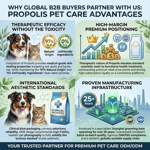 Champú para Perros al por Mayor con Propóleo 97% Natural, Jabón Corporal para Mascotas, Reparación de la Piel, 0% Sulfatos, 350ml, OEM - Product Image 2