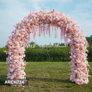 DKB Factory Wholesale Artificial Silk Pink Rose Wedding <b>Flower</b> Arch Customizable Size Shape Handmade Eco-Friendly Wedding - Product Image 2