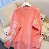 Herbst benutzer definierte Mode Mädchen verkaufen Rundhals ausschnitt Langarm Cartoon niedlichen Bären druck stricken Weihnachts pullover weiblich