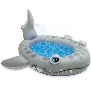Piscine gonflable en forme de requin 228 cm, tapis de jeu aquatique extérieur pour enfants, pour s'amuser en nageant - Product Image 5