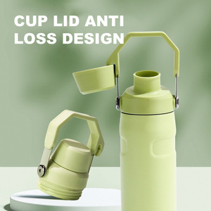 Nueva botella de agua aislada al vacío de acero inoxidable con tapa portátil multifuncional, botella de agua personalizada con tapa y asa - Product Image 4