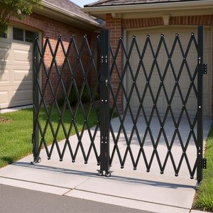 Cancello di Sicurezza a Forbice 63.39 x 130 Pollici Bloccabile per Esterni, Barriera Retrattile in Acciaio con Controllo Manuale - Product Image 2