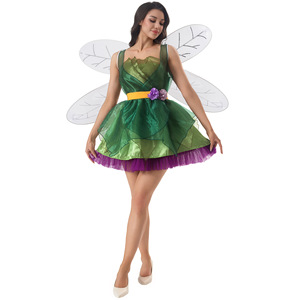 Carnaval de Halloween para mujer, <span class=keywords><strong>disfraz</strong></span> de Hada Verde, bosque, elfos, con alas, para el día de la semana, para el día de fiesta - Product Image 4