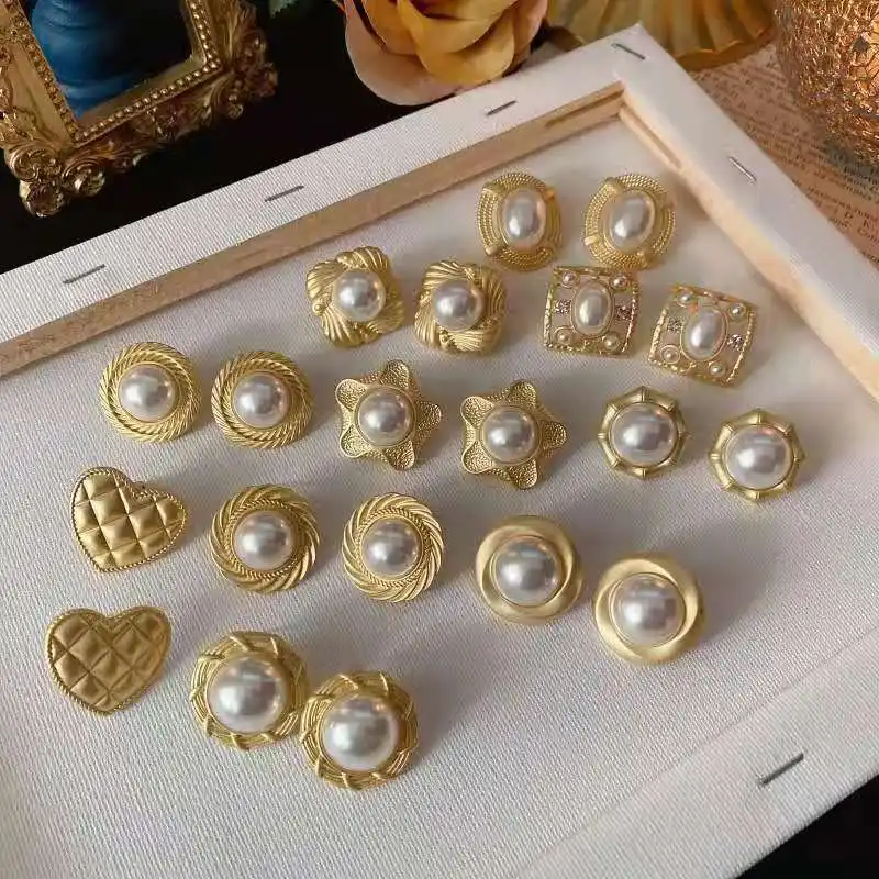 مجوهرات الأزياء 925 الفضة إبرة ماتي الذهب الباروك قصر أقراط اللؤلؤ