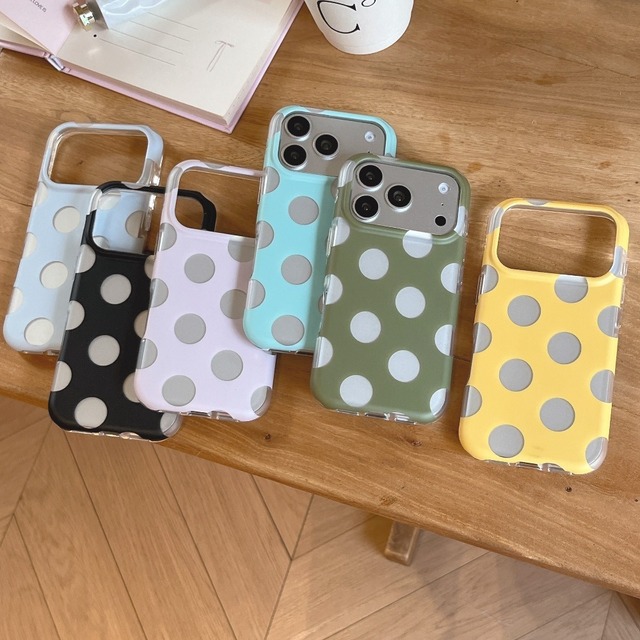 Fashion Polka Dots Phone Cases for iPhone 17 16 Pro Max Durable IMD TPU Shockproof Phone Cover