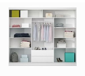 Espejo de dormitorio moderno con puerta <span class=keywords><strong>corredera</strong></span>, <span class=keywords><strong>armario</strong></span> con 3 LEDs opcionales, color blanco en 5 tamaños - Product Image 6