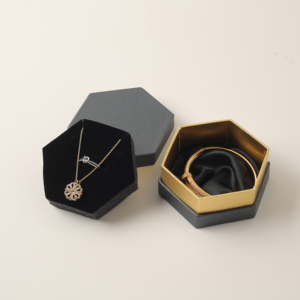Jewelry Skincare Packaging Black Hexagon Shape Banquet Feast Wedding Favor <b>Box</b> Necklace Candies Eyelash Case Customized - Product Image 4