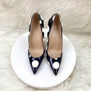 Escarpins en cuir verni à pois pour femme, à bout pointu, talons aiguilles, semelle rouge, chaussures de soirée, personnalisables OEM, grandes tailles - Product Image 5