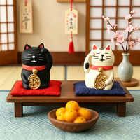 Figurine en résine de chat porte-bonheur japonais, fée musicale, cadeau porte-bonheur, décoration de bureau créative, petit objet