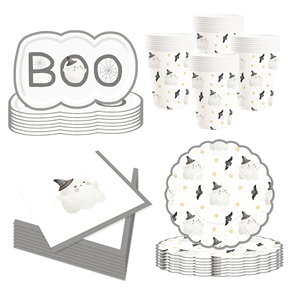 DAMAI Halloween Party Supplies Halloween Paper Plates Cups Napkins Party Disposable Tableware Set Birthday Favor for 8 Guests - Product Image 6