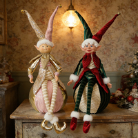 Vente flash - Poupées elfes de Noël de style nordique pour décorations de bureau - Rose et vert - Couleur personnalisée - Ornements d'elfes de Noël uniques