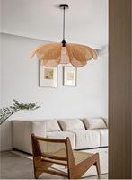 Tissé à la main en forme de fleur Designer Palmier Abat-jour Rotin Suspension Lustre Wabi Sabi Plafond Lampes Suspendues