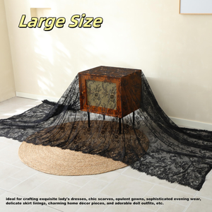 Erkoumi, 59 pulgadas, negro, blanco, nailon, encaje Floral, borde de pestañas, bordado, tela de encaje Chantilly francés para decoración del hogar, costura de prendas - Product Image 3