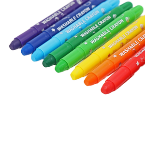 Juego de 10 crayones de cera sedosa no tóxicos, 6 colores, borrables, lavables para niños pequeños, con punta de pincel oblicua, giratorios, para colorear papel - Product Image 1