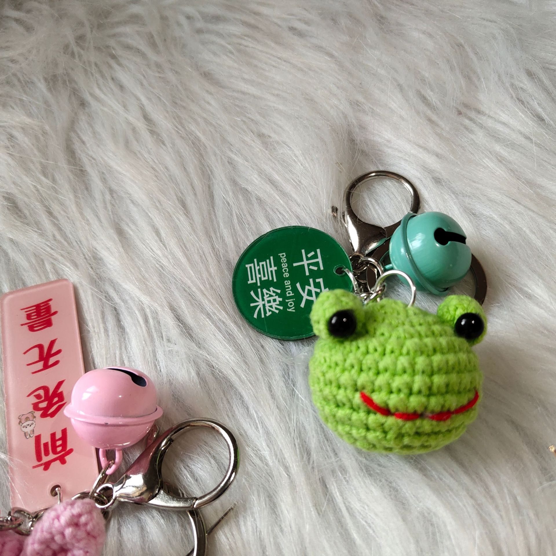 Cute Handmade Crochet Animal Frog Head Bag Charm Key Ring Cute Handmade Crochet Animal Frog Head Bag Charm Key Ring