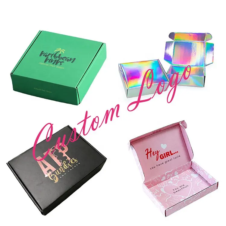 Benutzer definiertes Logo Großhandel Schwarz Rosa Kleiner Karton Karton Mailer Box Geschenk Kleidung Verpackung Wellpappe Hut Versand kartons