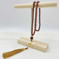 6 mm Verre d'Imitation Tasbih Islamique Chapelet 99 Perles en Perles Ambrées Musulman Tasbih Pendentif pour Fête de l'Aïd Moubarak Chapelet pour