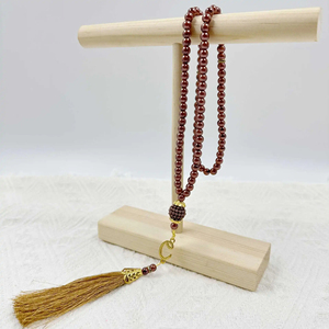 Cuentas de oración Tasbih islámica de cristal de imitación de 6mm, 99 Uds., cuentas de perlas, colgante Tasbih musulmán ámbar para Eid Mubarak, Rosario de fiesta para - Product Image 3