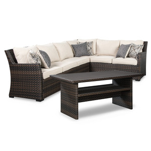 Muebles de jardín de mimbre, sofá de salón seccional para exteriores y mesa de comedor, sofá de esquina para Patio, balcón, <span class=keywords><strong>grupo</strong></span> de asientos en forma de L - Product Image 4