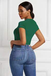 Sous-vêtements sculptants pour femmes, body à manches courtes de couleur unie, body respirant, body sculptant - Product Image 3