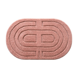 Alfombra de baño ovalada geométrica moderna, fibra de poliéster roja oscura, absorbente, antideslizante, para baño, entrada, dormitorio, estudio - Product Image 3