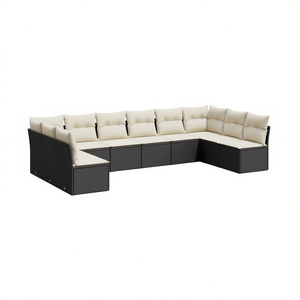 Black Garden <b>Sofa</b> <b>Set</b> With Cushions UV Resistant PE Rattan Outdoor Furniture Contemporary Design Waterproof - Product Image 1