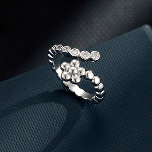 MyMuYu Fashionable Minimalist Flower Open <b>Ring</b> Micro Pave Zircon Adjustable Index <b>Finger</b> <b>Ring</b> Gift Jewelry - Product Image 1