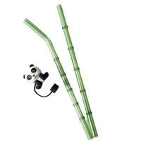 Pajita Ecológica de Vidrio de Borosilicato Alto con Diseño de Bambú Simulado y Tapa Antipolvo de Silicona con Forma de Panda, 200mm, Color Personalizado