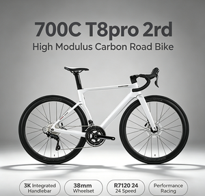 700C T8pro 2rd 高模量碳纤维公路自行车 3K 一体式车把 38mm 轮组 R7120 24 速套件 成人性能版 - Product Image 1