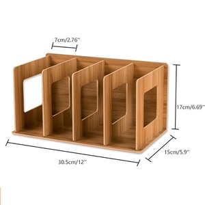 Étagère à livres en bois étagère de rangement de fichiers de bureau <span class=keywords><strong>tablette</strong></span> ordinateur support de téléphone trieur de fichiers de comptoir étagère de bureau en bambou - Product Image 3